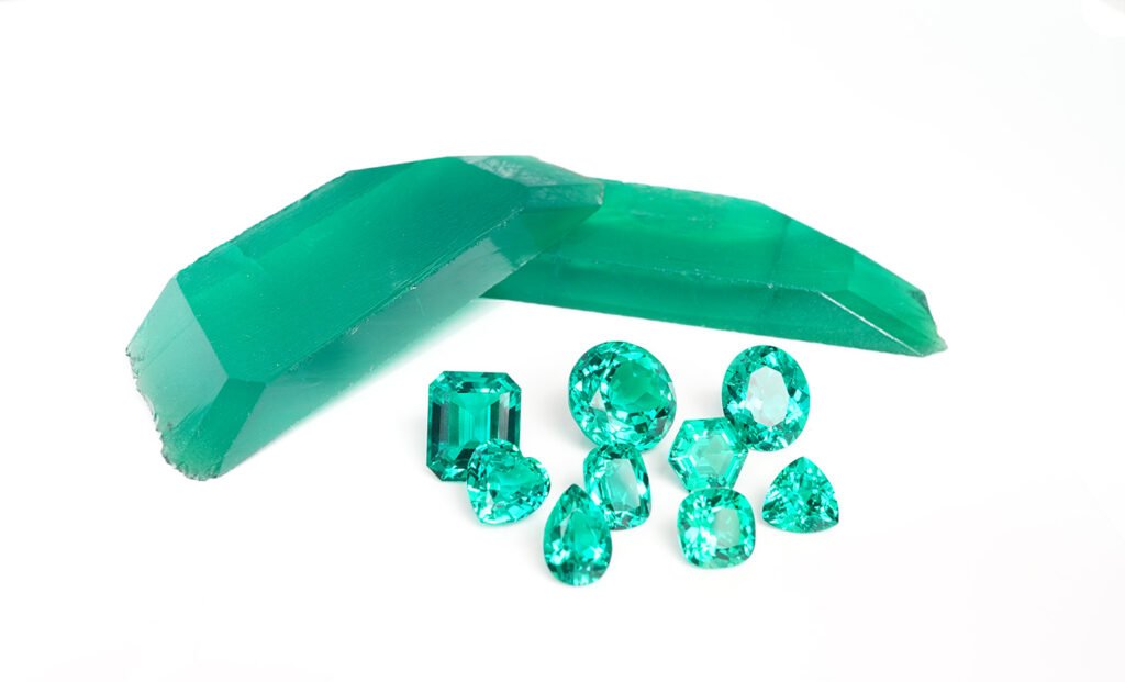 Lab grown emerald rough material